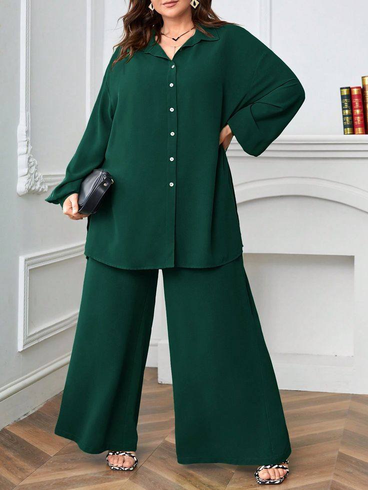 Co Ord Set.  Women Summer friendly Drop Shoulder loss Shirt and Wide Leg Trousers Set