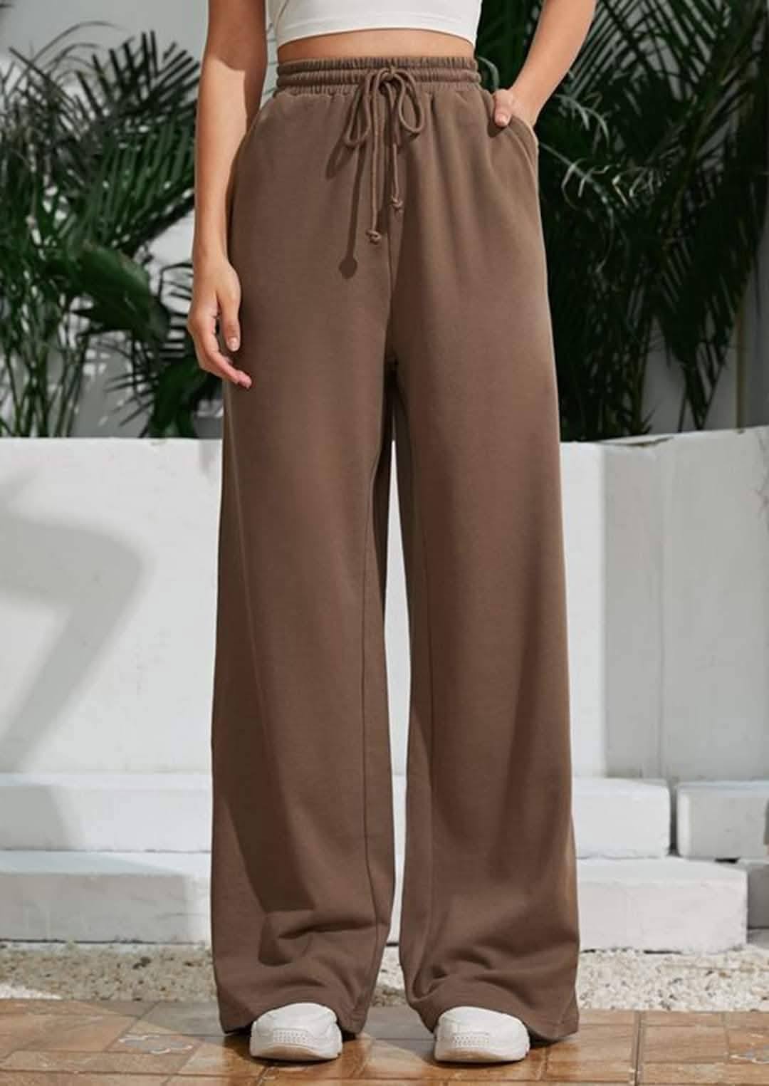 Knit Drawstring Hi-Waist Sweat Baggy pant