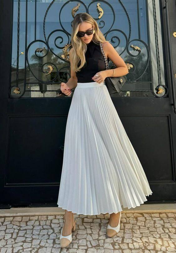 Women China Silk Platted fabric Skirt