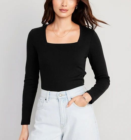 Full Sleeve square Neck Crop Top